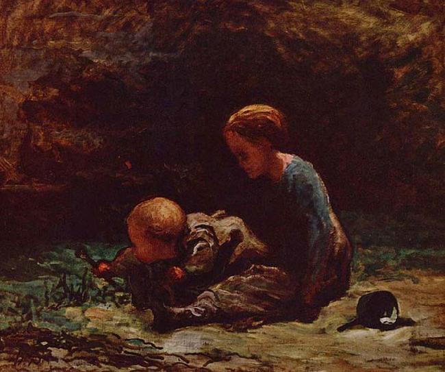 Honore Daumier Madchen und Kind
